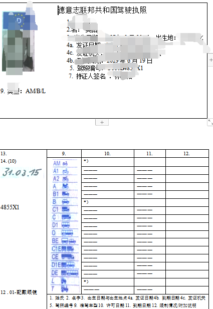 太原杨女士德国驾照翻译成功换领中国驾照